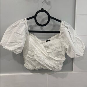 Elegant White Puff Sleeve Top